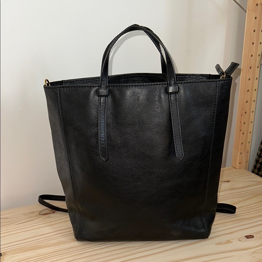 Fossil Black Genuine Leather backpack or shoulder bag